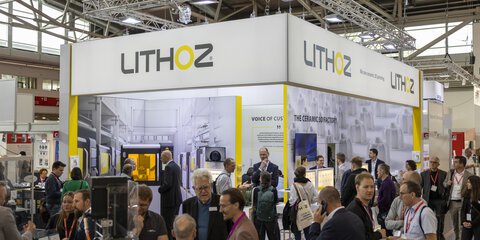 Crowded booth with 