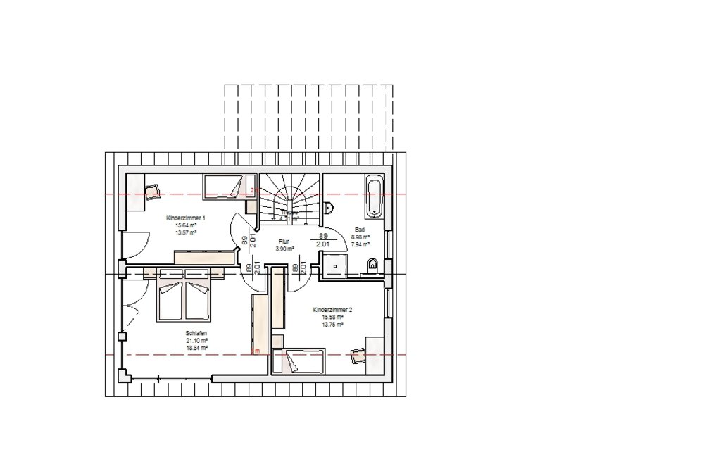 Grundriss Obergeschoss Musterhaus Albert-Haus 
