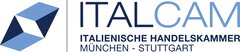 Logo von ITALCAM, der italienischen Handelskammer in München und Stuttgart, mit einem stilisierten 3D-Würfel.