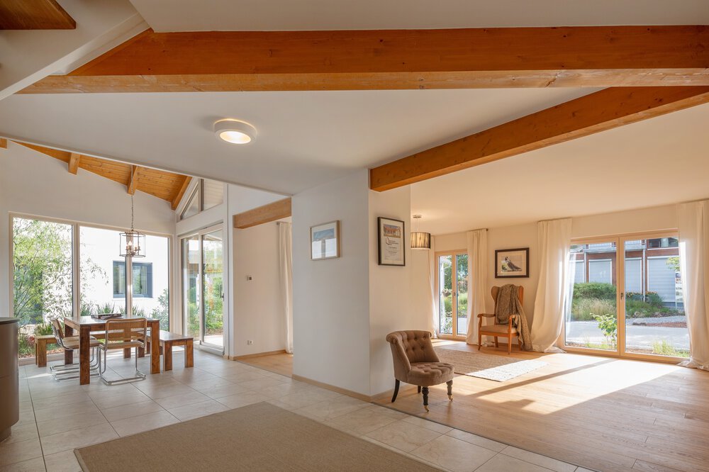 Wohnbereich Essbereich Musterhaus Tegernsee ISARTALER HOLZHAUS 