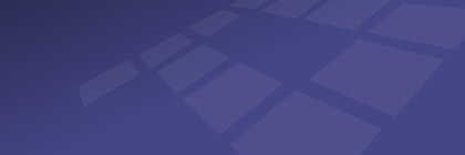 Lila Hintergrundverlauf auf dem perspektivisch angeordnete halbtransparente Rechtecke ein stilisiertes P bilden.