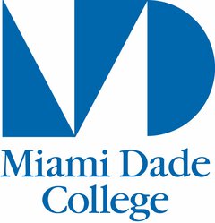 Miami Dade College logo with stylized blue MDC letters above the college name in blue lettering.