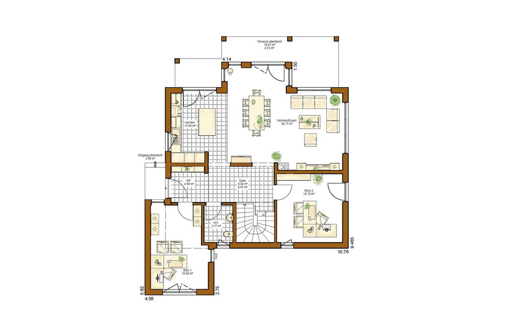 Grundriss Dachgeschoss Musterhaus Montana von Rensch-Haus GmbH