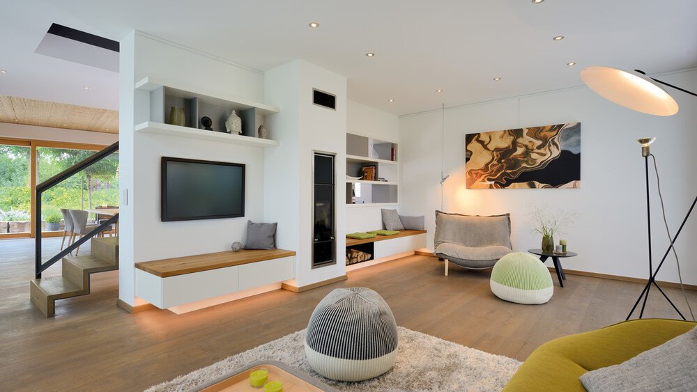 Wohnzimmer Musterhaus Gruber Holzhaus GmbH 