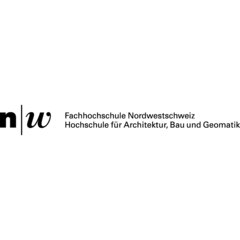 Logo der „Fachhochschule Nordwestschweiz“ mit Text „Hochschule für Architektur, Bau und Geomatik“ in schwarzer Schrift.