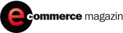 Logo mit der Aufschrift „e commerce magazin“ und einem roten Kleinbuchstaben „e“ in einem schwarzen Kreis.