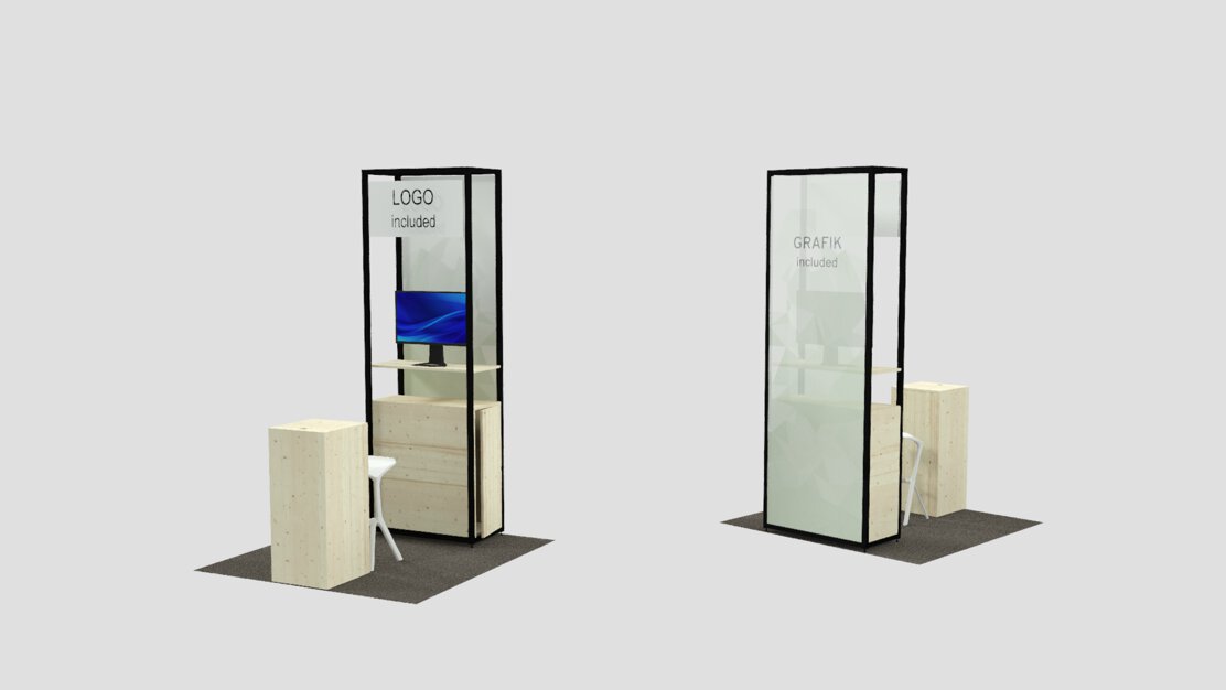 Exhibition stand package at World of Quantum featuring customized booth design