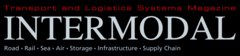 The INTERMODAL logo with the additions “Transport and Logistics Systems Magazine” and “Road–Rail–Sea–Air–Storage–Infrastructure–Supply Chain”.