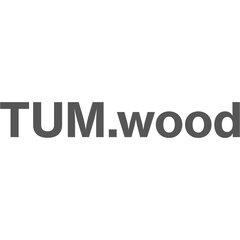 Logo mit dem Text „TUM.wood“ in grauer Schrift.