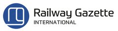 The Railway Gazette INTERNATIONAL logo in black lettering on a white background. Next to it are stylised white rails in a blue circle.