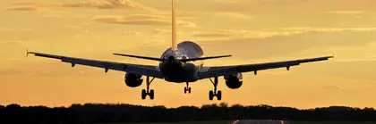 Landing at sunset