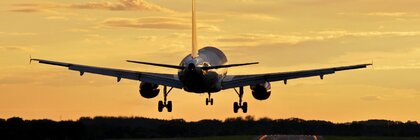 Landing at sunset
