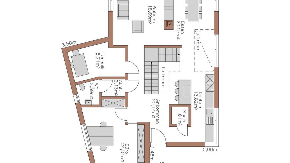 Grundriss EG Musterhaus Wolf System GmbH 