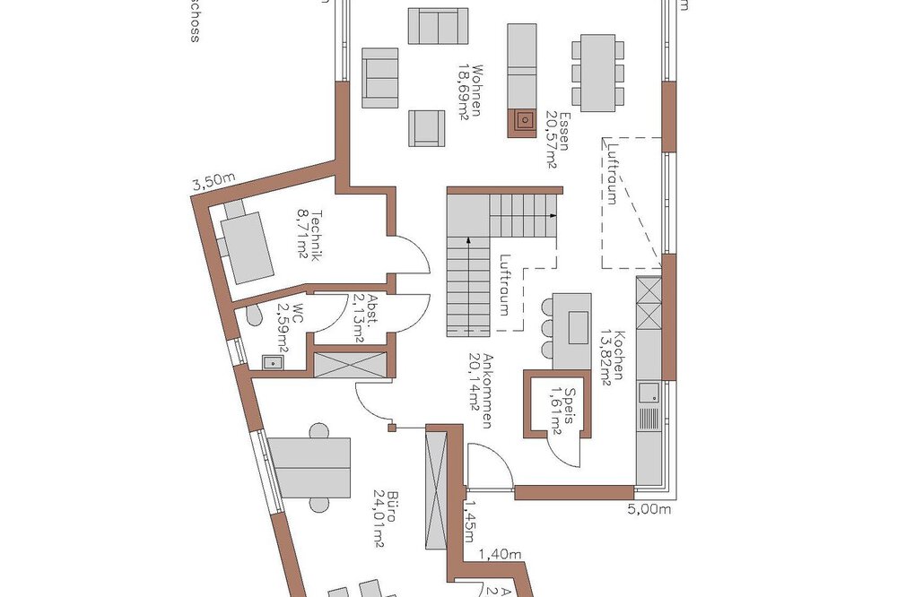 Grundriss EG Musterhaus Wolf System GmbH 