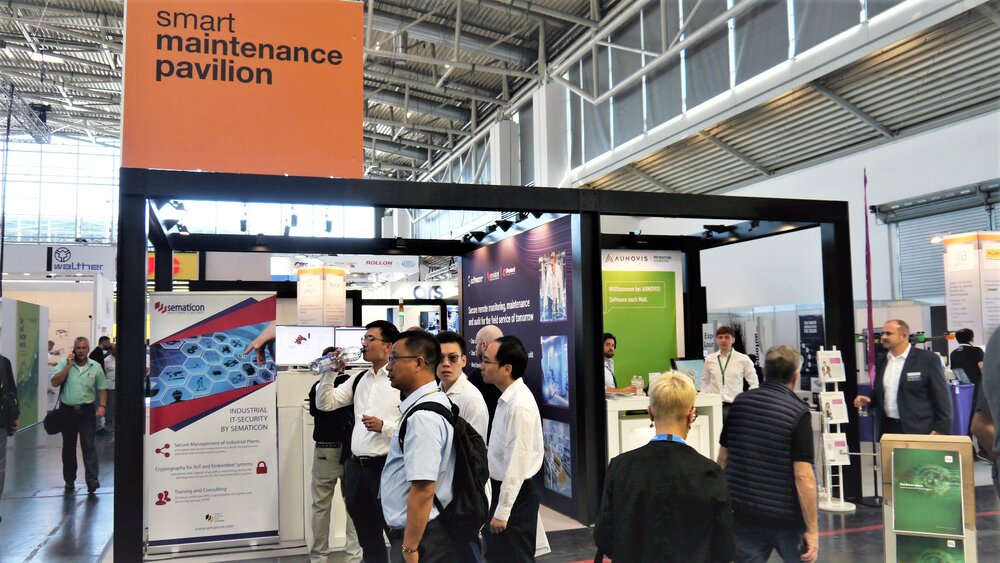 Blick auf Smart Maintenance Pavilion Messestand