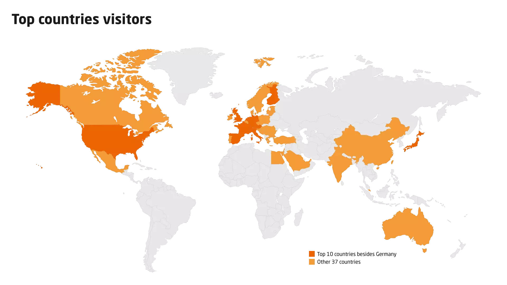World map showing the countries from which LOPEC visitors come