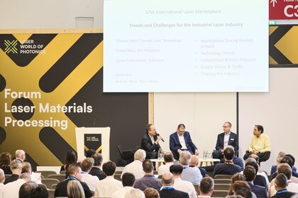Panel discussion at the “Laser Materials Processing” forum during Laser World of Photonics, held before an audience of industry professionals.