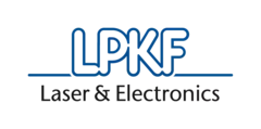 Logo von „LPKF“ in dunkelblauer Schrift und darunter „Laser & Electronics“ in schwarzen Buchstaben.