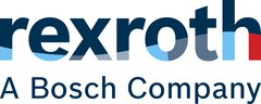 Logo with the word Rexroth above the text “A Bosch Company” in blue letters.