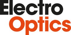 Logo for Electro Optics. The words are in bold, in black and red on top of each other.