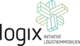 Logo of the Logix logistics property initiative with a geometric design of green and blue lines.