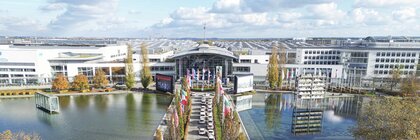 West entrance to the Munich Trade Fair Center for electronica