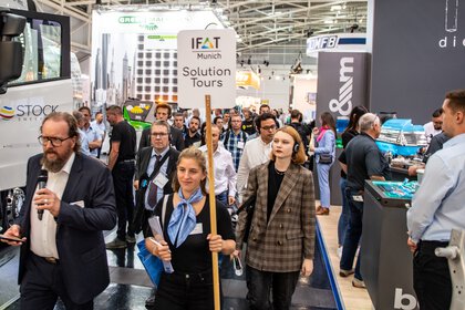 As part of the IFAT Munich solution tour, a group of trade fair visitors will be guided to selected exhibitors at IFAT who will be presenting their solutions for environmental issues