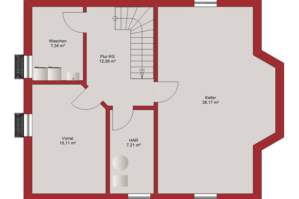 Grundriss KG Musterhaus MVS Ziegelbau GmbH 