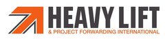 Logo with an orange and white arrow and text: HEAVY LIFT & International Project Forwarding