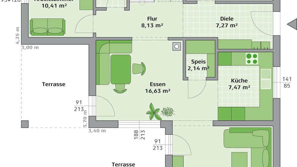 Grundriss Erdgeschoss Musterhaus HARTL HAUS 