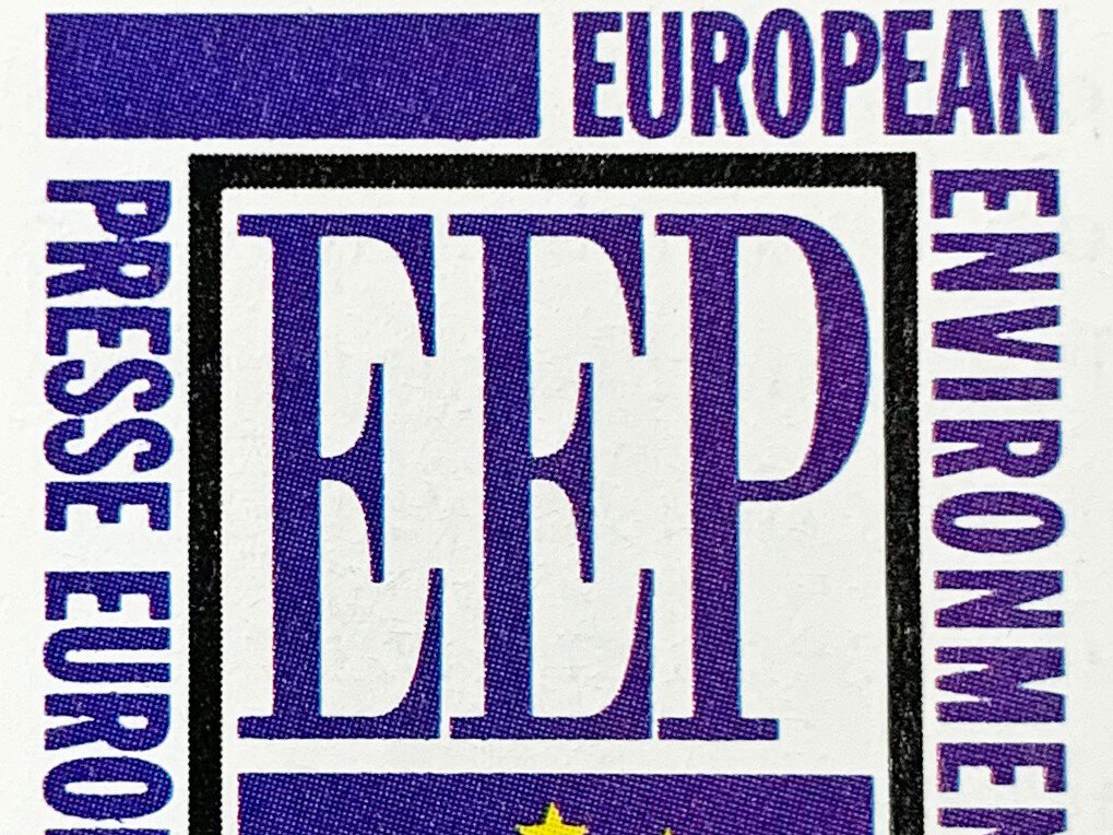 Logo of the European Environmental Press (EEP) in purple with the EU starburst and feather symbol.