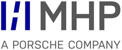 MHP logo with blue and gray text and the slogan “A Porsche Company” underneath.