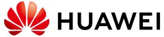 Huawei logo with an abstract fan-shaped red design next to the text.