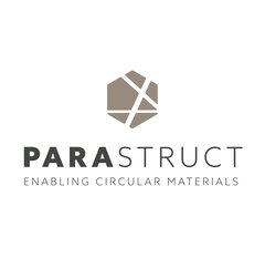 PARASTRUCT logo featuring an abstract geometric symbol above the wordmark and the tagline ‘Enabling Circular Materials’ on a white background