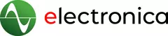 Logo ‘electronica’ in black and red, to the left a green circle with a white sine curve.