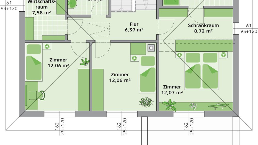 Grundriss Obergeschoss Musterhaus HARTL HAUS 