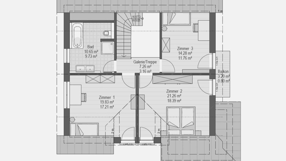 Grundriss Dachgeschoss Musterhaus Haas Fertigbau GmbH MH Poing G 154