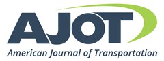The blue-grey logo of the American Journal of Transportation with the initials “AJOT” and a curved green semicircle above it.