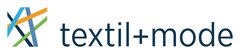 Logo with colorful, intersecting lines on the left side and the text textil+mode on the right side.