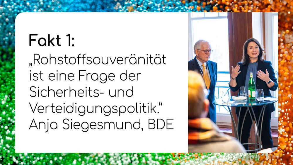 Fakt 1: Zitat von Anja Siegesmund zur Bedeutung von Rohstoffsouveränität für Sicherheits- und Verteidigungspolitik, darunter eine Gesprächsszene. 