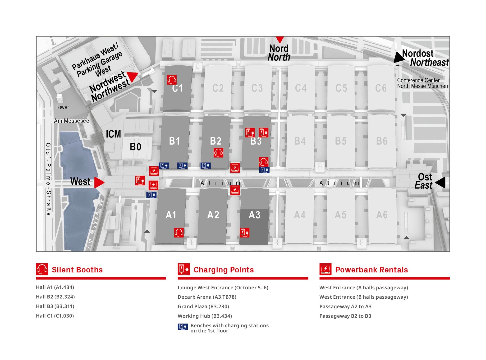 Map of Silent Booth and Charging Points