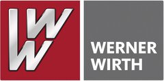 Logo von „WERNER WIRTH“ in zwei Quadraten: Links die Initialen auf rotem Hintergrund und rechts der volle Name auf grauem Hintergrund.
