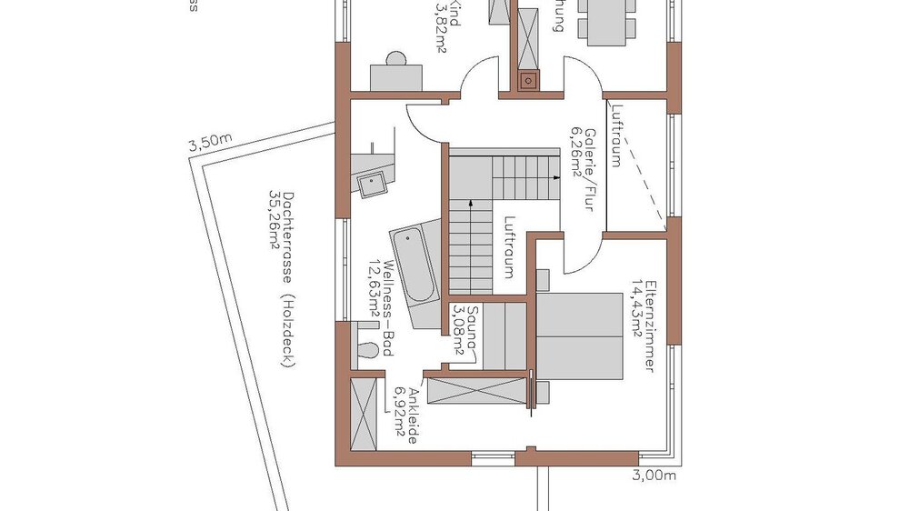 Grundriss OG Musterhaus Wolf System GmbH 