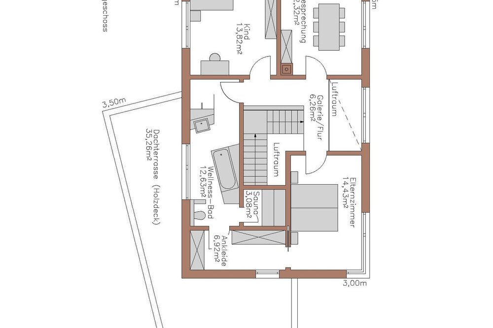 Grundriss OG Musterhaus Wolf System GmbH 