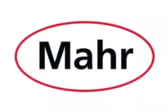 Black text ‘Mahr’ in a red oval on a white background.