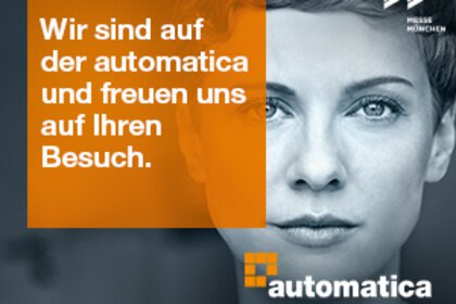 Banner mit Keyvisual der automatica und dem Text: 