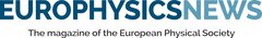 Logo for EUROPHYSICS NEWS. Versal lettering in two shades of blue, subtitled 