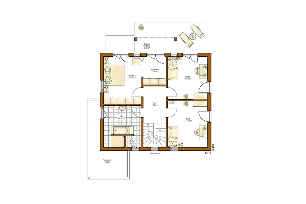 Grundriss Dachgeschoss Musterhaus Montana von Rensch-Haus GmbH 