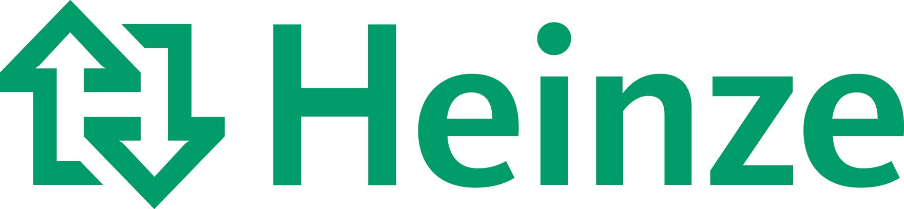 Green “Heinze” logo with a stylized “H” consisting of two arrows: One points upwards and the other downwards.