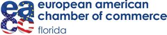 Logo of the European-American Chamber of Commerce Florida with EU and US flag motifs in the letters.